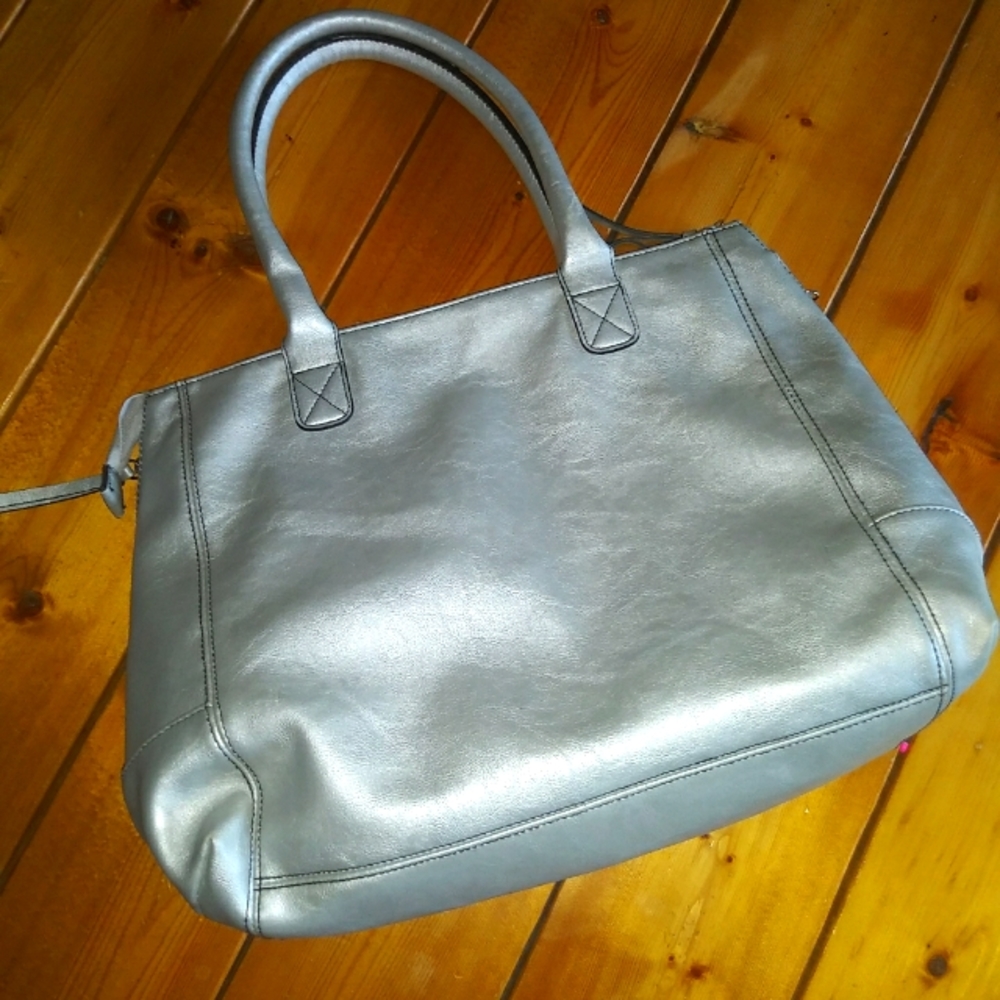 Silver Satchel Handbag